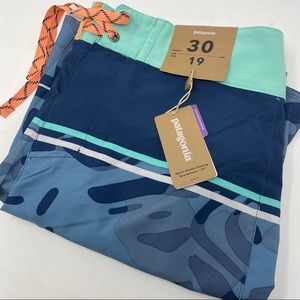 Patagonia Tarkamo Stripe Stone Blue Board Shorts
